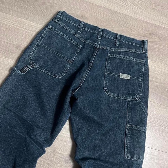 Wrangler Straight Leg Dark Wash Denim Workwear Carpenter Jeans - Picture 1 of 7